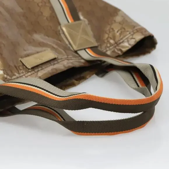 GUCCI GG Crystal Sherry Line Tote Bag Coated Canvas Brown - Picture 7 of 16